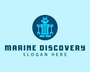 Blue Mechanical Robot Engineering logo design