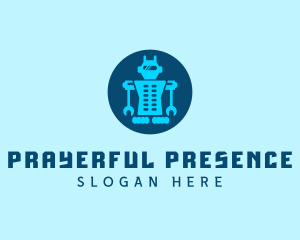 Blue Mechanical Robot Engineering logo design