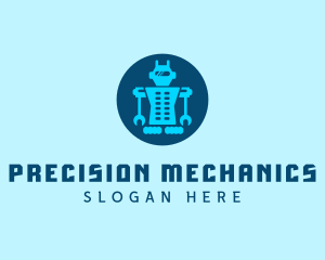 Blue Mechanical Robot Engineering logo design