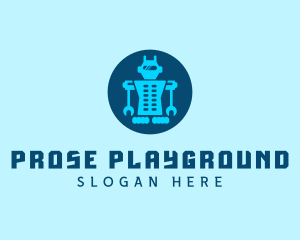 Blue Mechanical Robot Engineering logo design