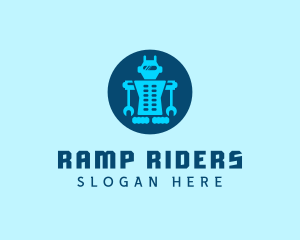 Blue Mechanical Robot Engineering logo design