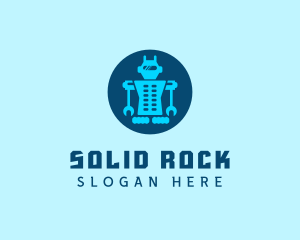 Blue Mechanical Robot Engineering logo design