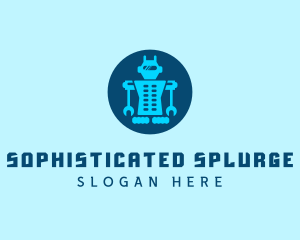 Blue Mechanical Robot Engineering logo design