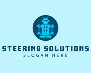 Blue Mechanical Robot Engineering logo design