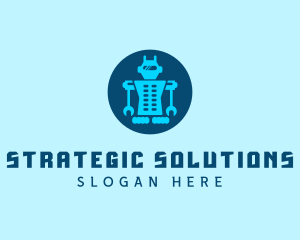 Blue Mechanical Robot Engineering logo design