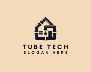 House Plumbing Pipe Droplet logo design