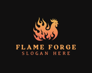 Flame Chicken Barbecue logo design