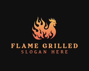 Flame Chicken Barbecue logo design