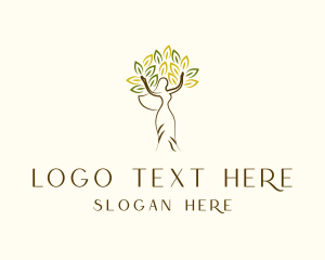 Woman Tree Leaves logo