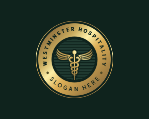 Clinic Hospital Caduceus logo design