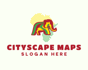 African Map Elephant logo design