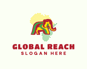 African Map Elephant logo