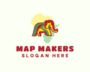 African Map Elephant logo design