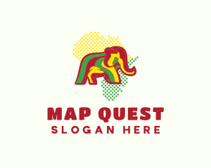 African Map Elephant logo design