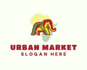 African Map Elephant logo