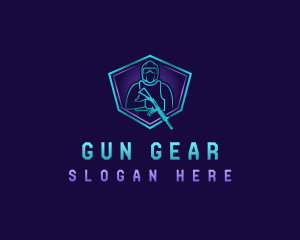 Soldier Shooting Gun logo design