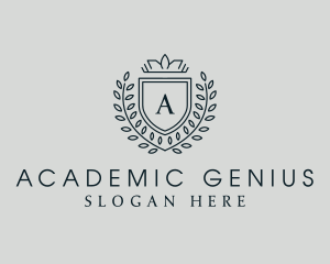 Royal Shield Wreath Academy logo design