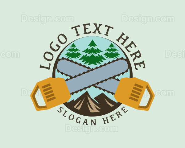 Chainsaw Mountain Logging Logo