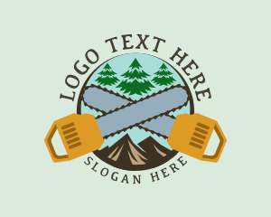 Chainsaw Mountain Tree Logo