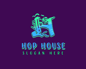 Neon Graffiti Letter H logo design