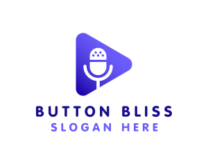 Podcast Mic Play Button logo design