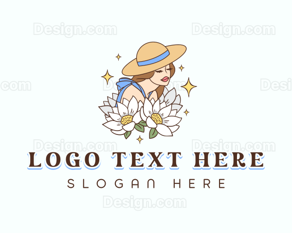 Flower Hat Fashion Logo