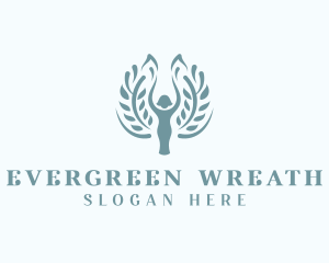 Leaf Wreath Woman logo design