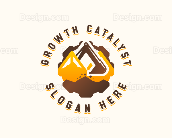 Gear Excavator Construction Logo