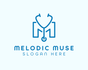 Medical Stethoscope Letter M logo design