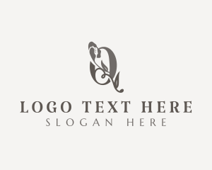 Chic Elegant Floral Letter Q logo