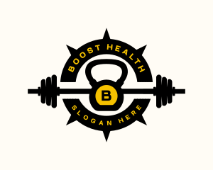 Fitness Gym Barbell logo design