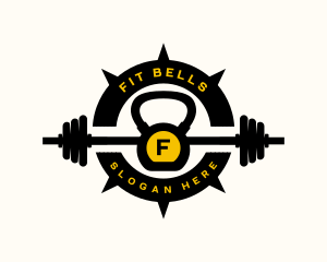 Fitness Gym Barbell logo design