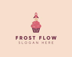 Pink Rocket Cupcake logo design