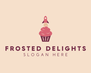 Pink Rocket Cupcake logo design