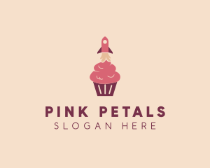 Pink Rocket Cupcake logo design