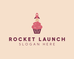 Pink Rocket Cupcake logo design