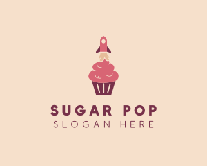 Pink Rocket Cupcake logo design