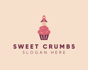 Pink Rocket Cupcake logo design