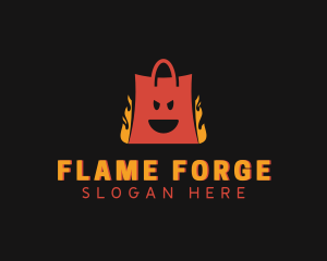 Flame Shopping Bag Mall logo design