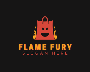 Flame Shopping Bag Mall logo design