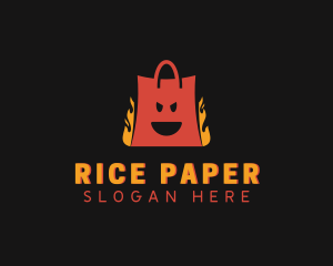 Flame Shopping Bag Mall logo design