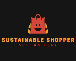 Flame Shopping Bag Mall logo design