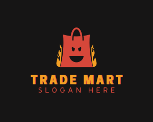 Flame Shopping Bag Mall logo design