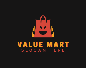 Flame Shopping Bag Mall logo design