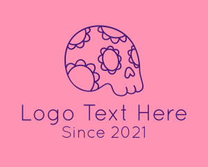 Floral Mexican Skeleton Skull logo