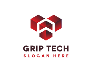 Geometric Heart Tech logo design