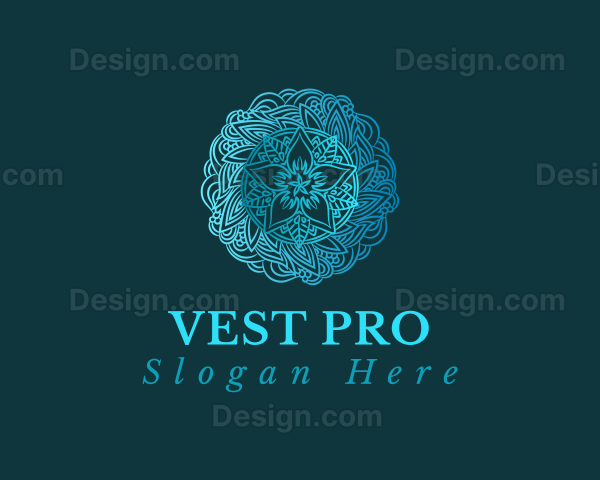 Blue Mandala Flower Logo