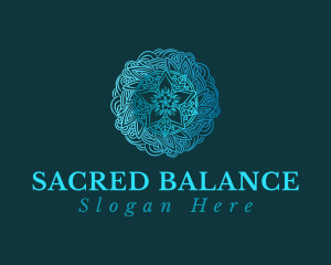 Blue Mandala Flower logo design