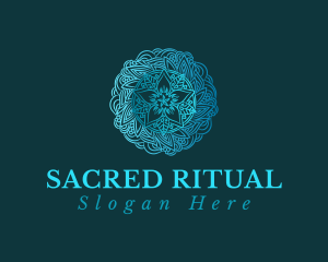 Blue Mandala Flower logo design