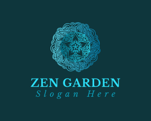 Blue Mandala Flower logo design